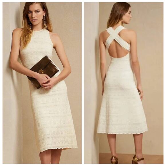 Ralph Lauren Collection Sleeveless Sweater Dress Midi Lux Cream Knit $2490 L NWT - Picture 2 of 16